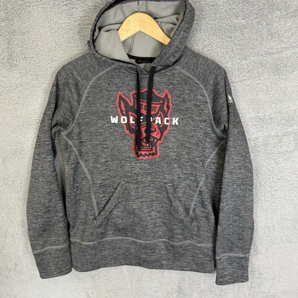 S NC State Sweatshirt Men’s‎ S Grey Pullover Hoodie Adidas Wolfpack